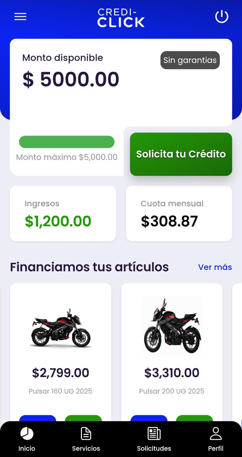 Vista previa de la app